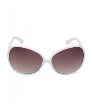 Oversized Round Frame Women's Butterfly Fashion Statement Sunglasses - White - Brown - CJ11P3RCM2B $6.45 Cat Eye