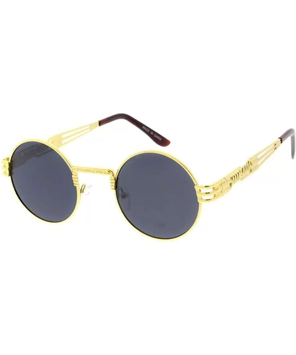 SteamPunk 80s Retro Fashion Round Frame Sunglasses Ver 5.0 - Black - CA18USL424T $7.34 Round