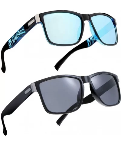 Polarized Sunglasses Driving Glasses Black Red - 2pcs-blue-black - CN18IDWOHOA $12.09 Sport