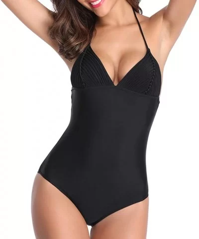 Casual Swimsuits for Womens Swimming Costume Padded Swimsuit Monokini Push Up Bikini Sets Swimwear - G-black - C318UDITICN $1...