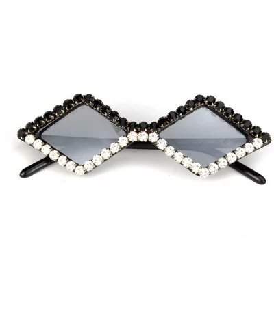 Women's Cat Eye Rhinestone Sunglasses PC Frame Fashion UV400 Protection Glasses - Black White - CX196EYZ04X $15.00 Sport