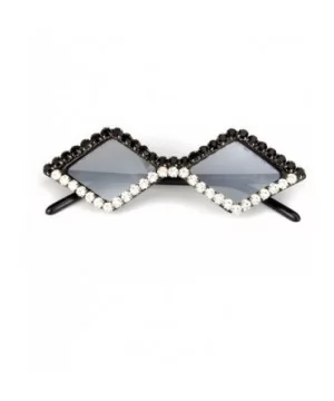 Women's Cat Eye Rhinestone Sunglasses PC Frame Fashion UV400 Protection Glasses - Black White - CX196EYZ04X $15.00 Sport