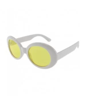 Kurt - Oval Shaped Celebrity Sunglasses with Microfiber Pouch - White / Yellow - CK187US6U82 $8.42 Oval