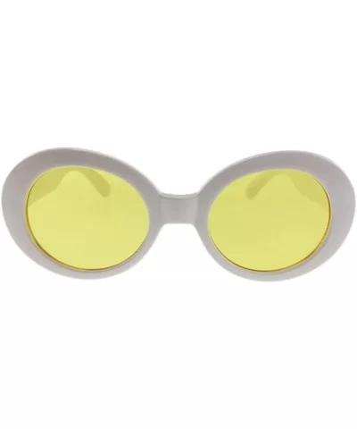 Kurt - Oval Shaped Celebrity Sunglasses with Microfiber Pouch - White / Yellow - CK187US6U82 $8.42 Oval