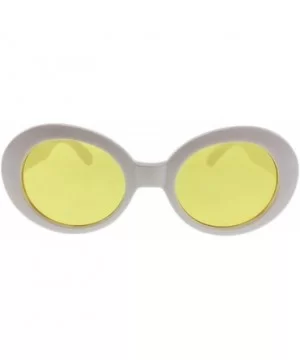 Kurt - Oval Shaped Celebrity Sunglasses with Microfiber Pouch - White / Yellow - CK187US6U82 $8.42 Oval