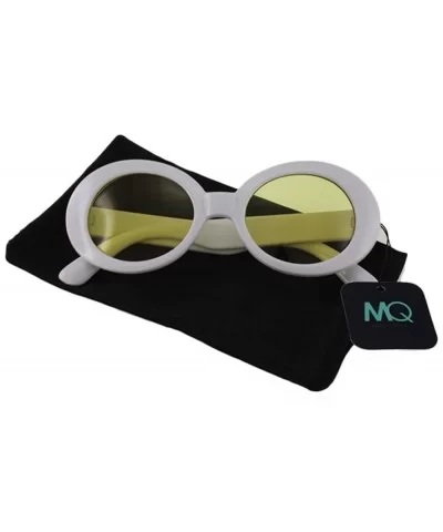 Kurt - Oval Shaped Celebrity Sunglasses with Microfiber Pouch - White / Yellow - CK187US6U82 $8.42 Oval