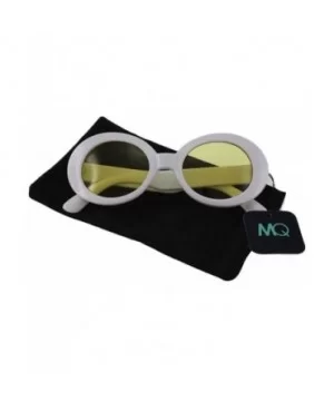 Kurt - Oval Shaped Celebrity Sunglasses with Microfiber Pouch - White / Yellow - CK187US6U82 $8.42 Oval