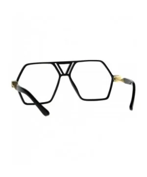 Hexagon Shape Clear Lens Glasses Unisex Oversized Flat Top Fashion Frame - Shiny Black - CK180YDZ6CR $6.90 Oversized