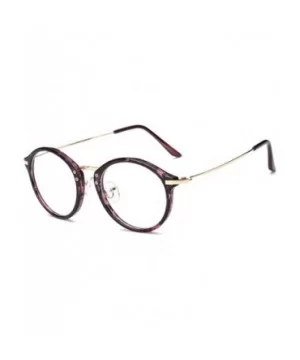 Round Frame Nearsighted Glasses Male Female metal frame resin lenses - Purple Leopard Print - CA18G6R7A7C $17.40 Round