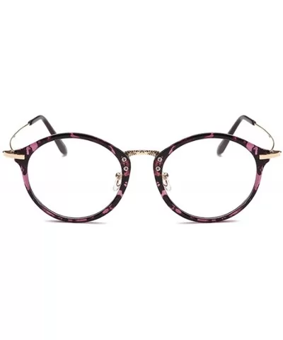 Round Frame Nearsighted Glasses Male Female metal frame resin lenses - Purple Leopard Print - CA18G6R7A7C $17.40 Round