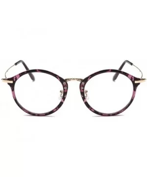 Round Frame Nearsighted Glasses Male Female metal frame resin lenses - Purple Leopard Print - CA18G6R7A7C $17.40 Round