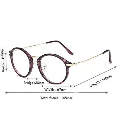 Round Frame Nearsighted Glasses Male Female metal frame resin lenses - Purple Leopard Print - CA18G6R7A7C $17.40 Round