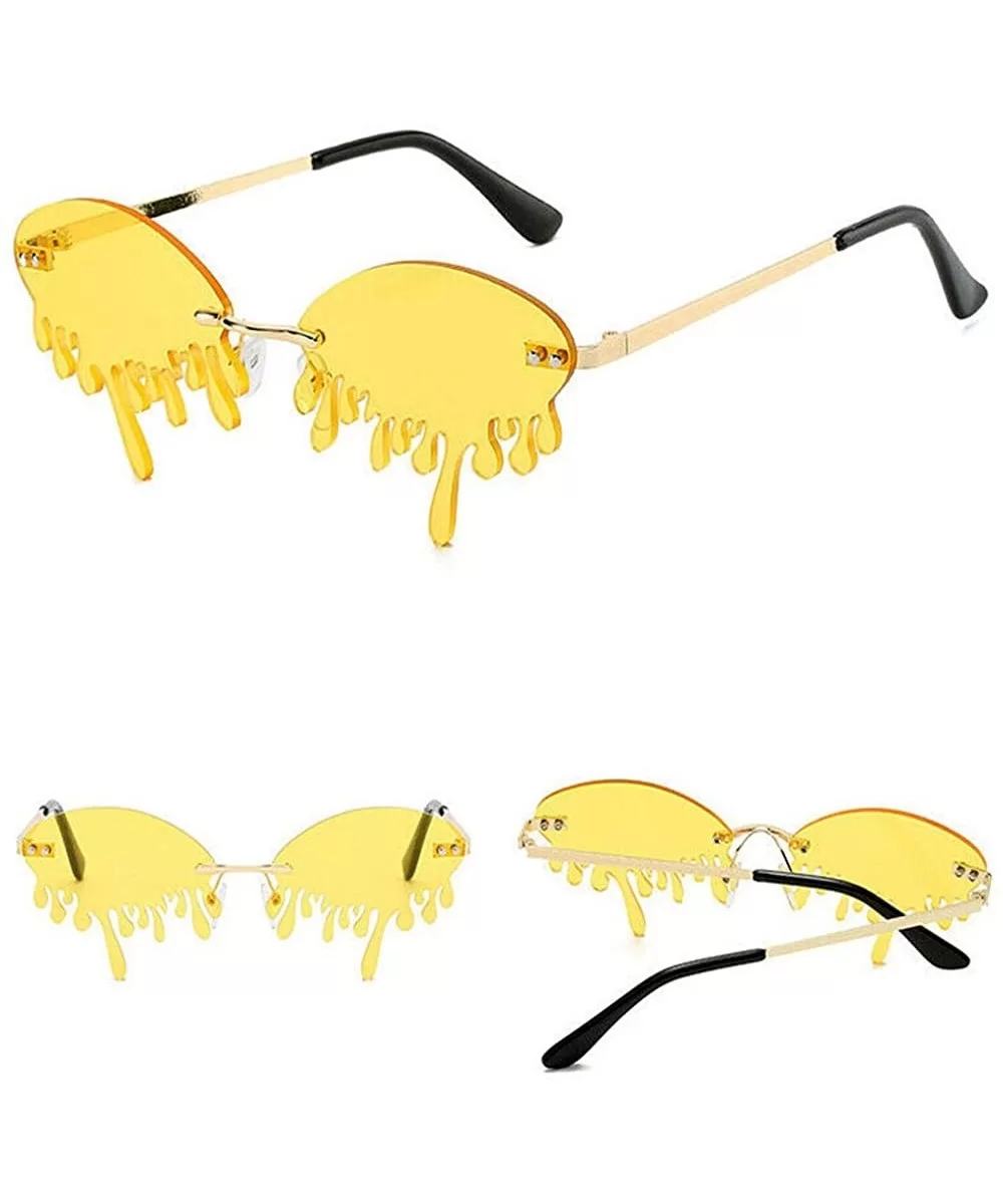 2020 New Rimless Sunglasses Women Unique Tears Shape Shades Sun Glasses Eyewear with Glasses Case - Yellow - C7199AZ247Q $10....