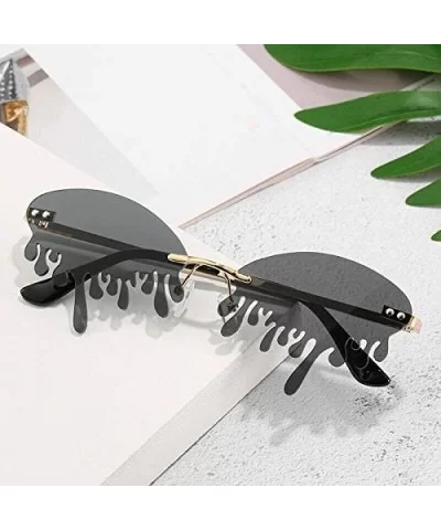 2020 New Rimless Sunglasses Women Unique Tears Shape Shades Sun Glasses Eyewear with Glasses Case - Yellow - C7199AZ247Q $10....