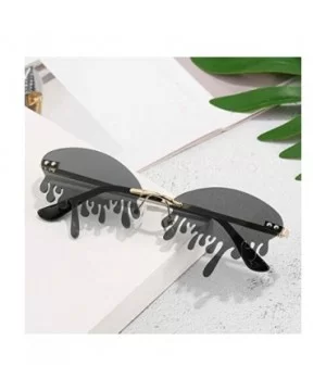 2020 New Rimless Sunglasses Women Unique Tears Shape Shades Sun Glasses Eyewear with Glasses Case - Yellow - C7199AZ247Q $10....