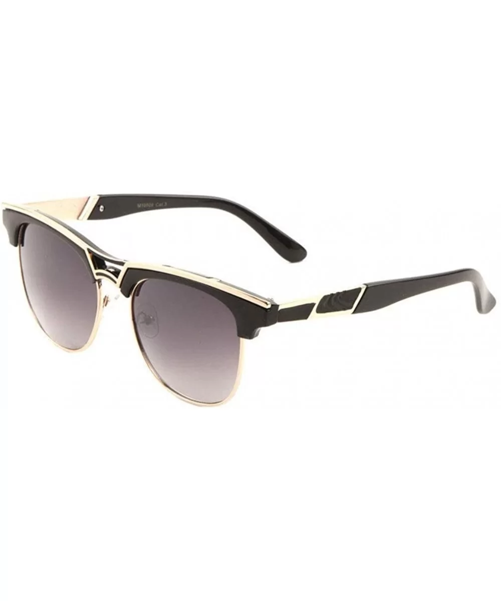 Horn Rimmed Square Classic Half Rim Retro Luxury Sunglasses - Black & Rose Gold Frame - CT18UMAWU5I $5.99 Square