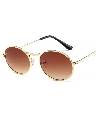 2020 Oval Women Sunglasses Men Glasses Lady Luxury Retro Metal Sun Vintage Mirror UV400 Oculos De Sol - Tea - CV199CS7OWY $24...