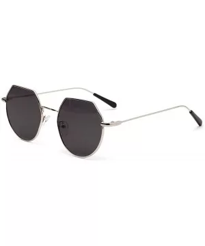 Polygonal Metal Frame Sunglasses Male Small Frame Thin Legs Retro Party Glasses Female - Silver Grey - C818YEYX0ZO $8.12 Round