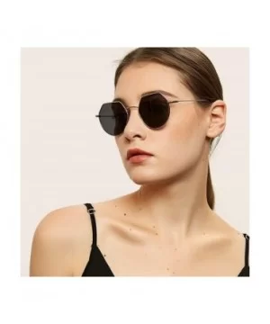 Polygonal Metal Frame Sunglasses Male Small Frame Thin Legs Retro Party Glasses Female - Silver Grey - C818YEYX0ZO $8.12 Round