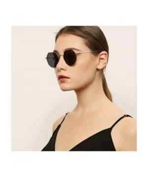 Polygonal Metal Frame Sunglasses Male Small Frame Thin Legs Retro Party Glasses Female - Silver Grey - C818YEYX0ZO $8.12 Round