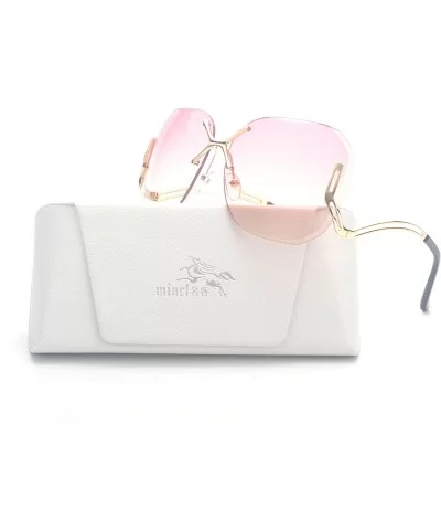 The New Frameless Metal Ocean Film Women Sunglasses Trimming Sunglasses - Gold-pink - C91825OSYCL $5.12 Oversized