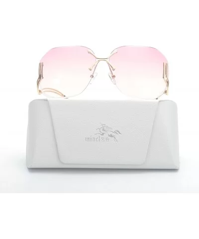 The New Frameless Metal Ocean Film Women Sunglasses Trimming Sunglasses - Gold-pink - C91825OSYCL $5.12 Oversized