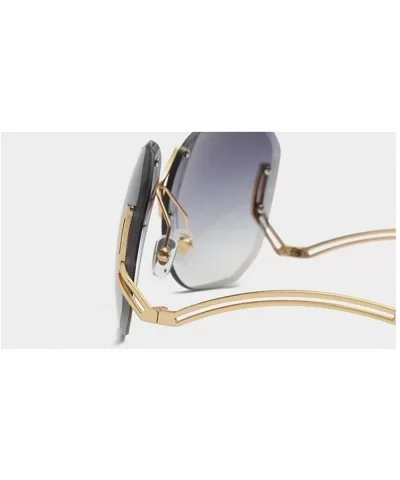 The New Frameless Metal Ocean Film Women Sunglasses Trimming Sunglasses - Gold-pink - C91825OSYCL $5.12 Oversized