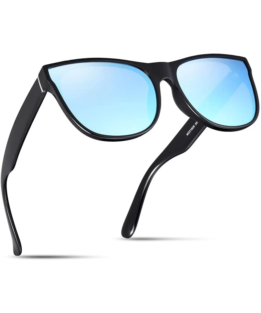 Fashion Small Cateye Sunglasses for Women 2020 Style MS51809 - Black Frame(shiny)/Mirrored Blue Lens - CT18Z73ISD3 $9.11 Oval