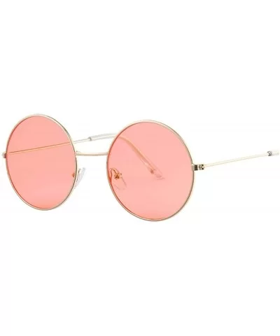 Women Round Sunglasses Fashion Vintage Metal Frame Ocean Sun Glasses Shade Oval Female Eyewear - CZ198ZKE6ZE $23.30 Oversized