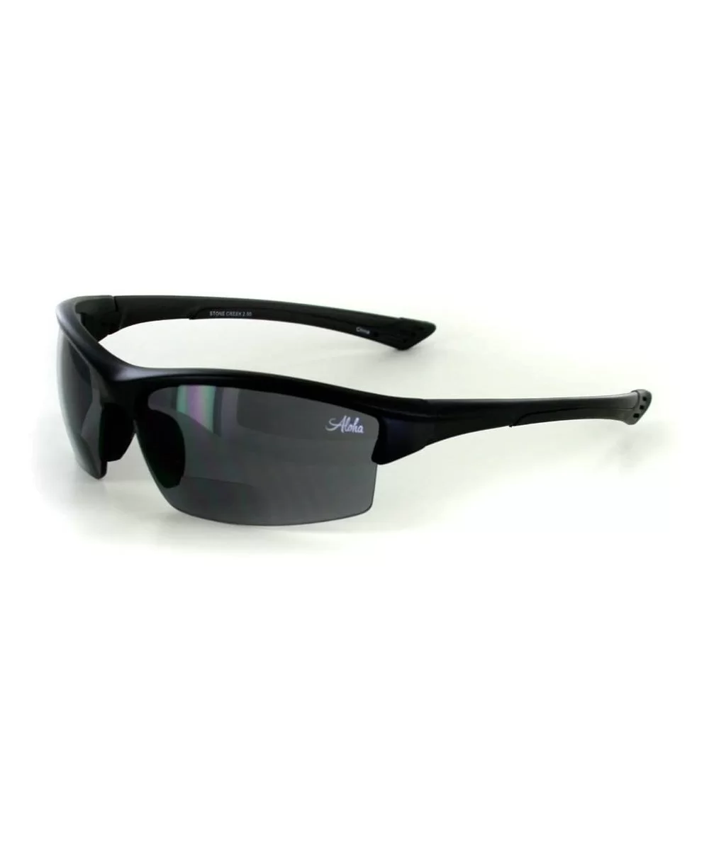 "Stone Creek MX1" Men's Wrap-Around Bifocal Reading Sports Sunglasses (Black w/Smoke +2.50) - CP11609XUF9 $25.66 Rimless