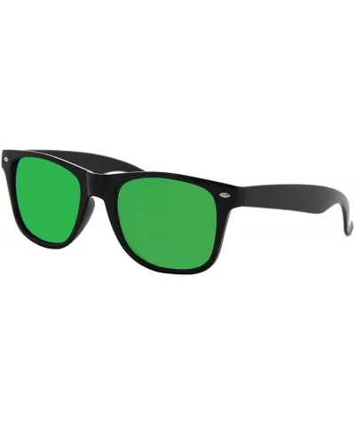 Fashion Sunglasses Men Women Polarized UV400 Mirrored Lens Horn Rimmed - Black Frame / Mirrored Green Lens - CN18YNGEZ6E $7.3...