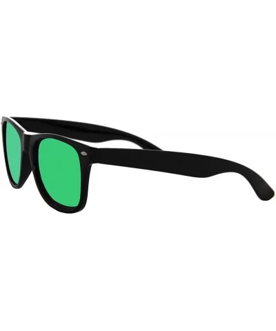 Fashion Sunglasses Men Women Polarized UV400 Mirrored Lens Horn Rimmed - Black Frame / Mirrored Green Lens - CN18YNGEZ6E $7.3...