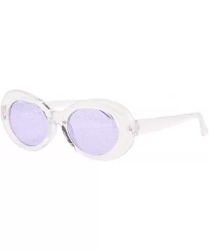 Bold Retro Oval Mod Thick Frame Sunglasses Round Lens Kurt Cobain Clout Goggles - Clear White Purple - CV18HLRDOSM $5.92 Rimless