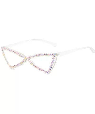 Fashion Diamond Sunglasses Designer Transparent - Clear - C5198G0M299 $9.61 Butterfly