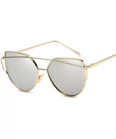 Sunglasses Women Cat eye Mirror Rose Gold Vintage Fashion sun glasses Eyewear - C6 - CY18WYRYSZK $26.23 Cat Eye