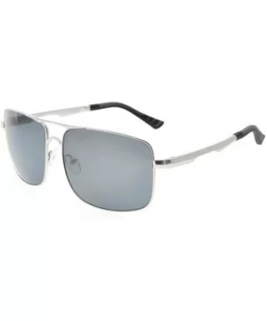 Polycarbonate Polarized Sunglasses Men - Silver/Grey Lens - CQ186L6ZQZ2 $27.64 Rectangular