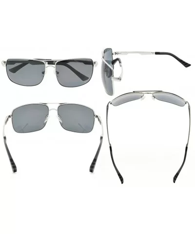 Polycarbonate Polarized Sunglasses Men - Silver/Grey Lens - CQ186L6ZQZ2 $27.64 Rectangular