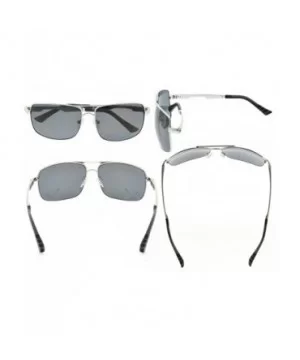 Polycarbonate Polarized Sunglasses Men - Silver/Grey Lens - CQ186L6ZQZ2 $27.64 Rectangular