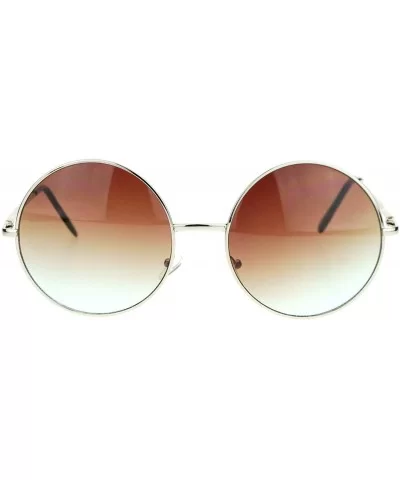 Hippie Retro Groovy Gradient Oversize Circle Lens Round Lennon Sunglasses - Brown - CE11S69T2HL $7.97 Oversized