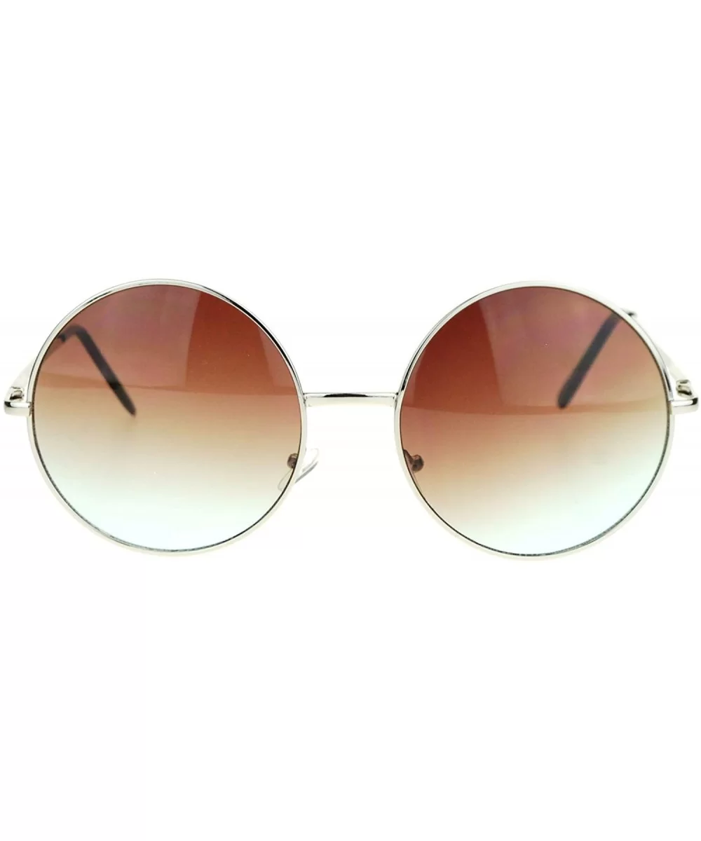 Hippie Retro Groovy Gradient Oversize Circle Lens Round Lennon Sunglasses - Brown - CE11S69T2HL $7.97 Oversized