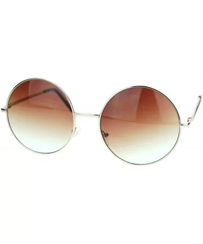 Hippie Retro Groovy Gradient Oversize Circle Lens Round Lennon Sunglasses - Brown - CE11S69T2HL $7.97 Oversized