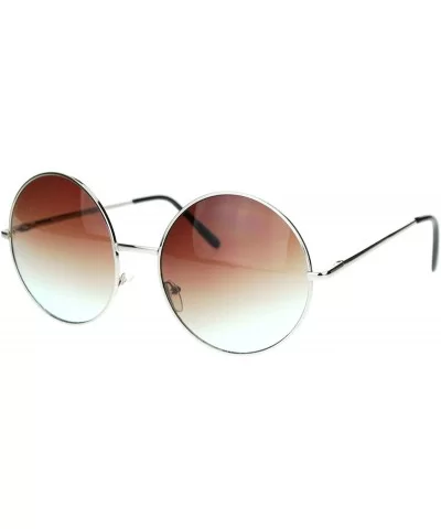 Hippie Retro Groovy Gradient Oversize Circle Lens Round Lennon Sunglasses - Brown - CE11S69T2HL $7.97 Oversized