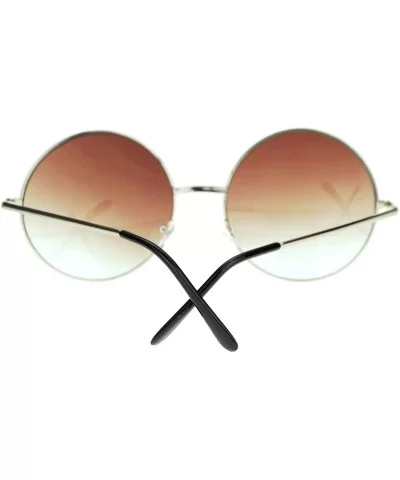 Hippie Retro Groovy Gradient Oversize Circle Lens Round Lennon Sunglasses - Brown - CE11S69T2HL $7.97 Oversized