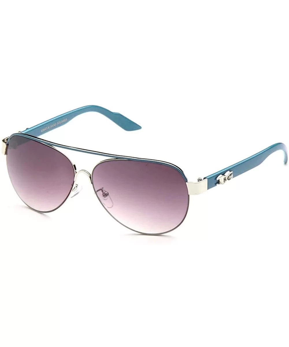 Big Oversized Aviator Fashion Sunglasses UV Protection Metal New Model - Silver/Blue - CQ117P3Q1KF $7.91 Oversized