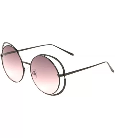 Round Double Side Thin Metal Rim Color Lens Sunglasses - Red Black - C419889OXWK $11.47 Round