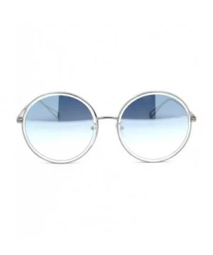 Womens Double Rim Oversize Round Circle Lens Sunglasses - Silver Clear Silver Mirror - CH1950UX0AH $10.64 Round