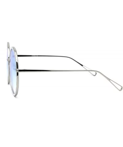 Womens Double Rim Oversize Round Circle Lens Sunglasses - Silver Clear Silver Mirror - CH1950UX0AH $10.64 Round