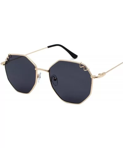 2019 Women Metal Sunglasses Brand Designer Eyeglasses Men Vintage Shopping Street Beat UV400 - Black - CJ18W78MQS5 $11.34 Sport