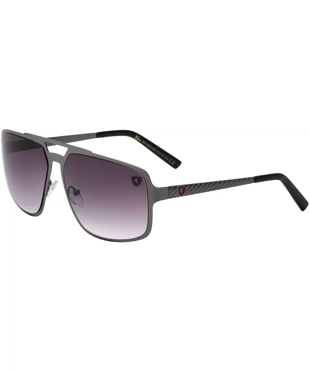 Downforce Flat Thin Frame Modern Geometric Aviator Sunglasses - Smoke Gunmetal - CW199LW5HUK $18.02 Aviator