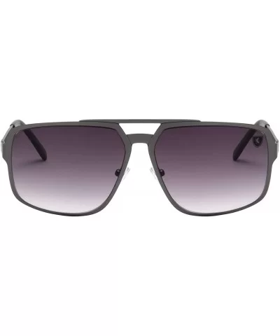 Downforce Flat Thin Frame Modern Geometric Aviator Sunglasses - Smoke Gunmetal - CW199LW5HUK $18.02 Aviator